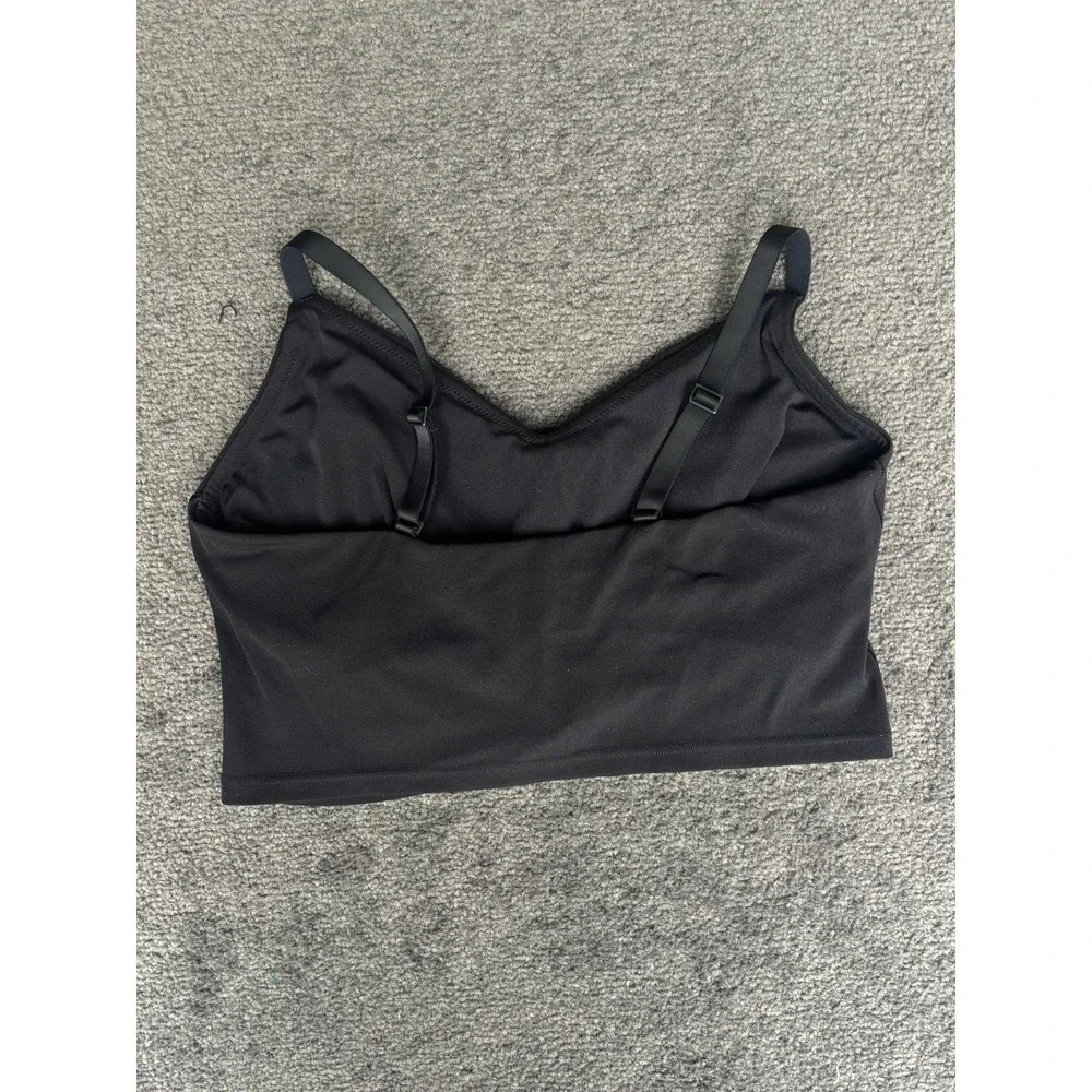 Offline Cropped Camisole Top Women's XL Black Adjustable Strap Nylon Stretch